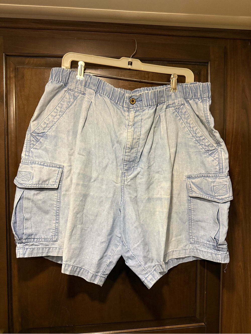 Women's Light Blue Cargo Shorts with Elastic Waist